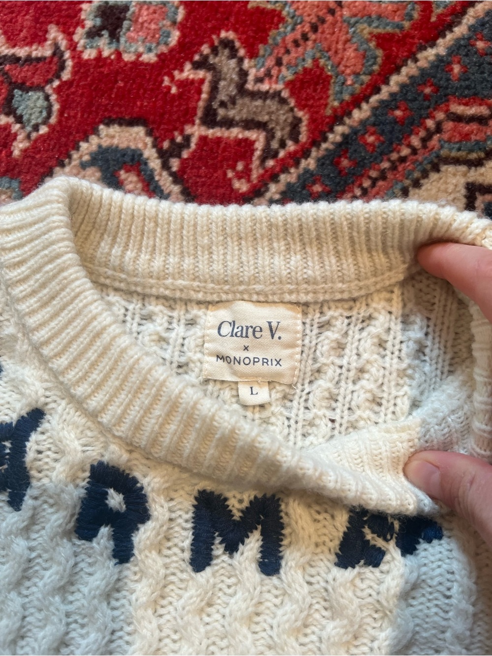 Clare V x Monoprix Fisherman Knit Charmant Sweater— Womens Large - Picture 7 of 10